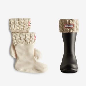 Hunter Kids Recycled 6 Stitch Cable Boot White